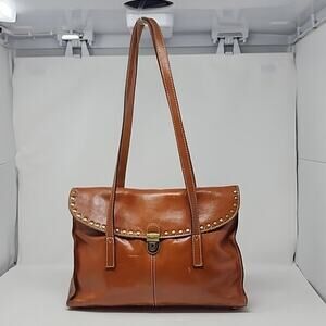 Patricia Nash Verbania Satchel Brown Leather Shoulder Bag